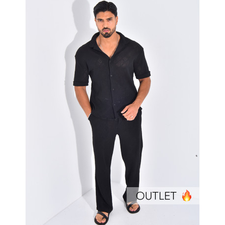 Ensemble ajouré pantalon et chemise