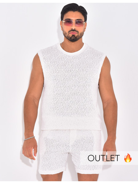 Ensemble ajouré short et t-shirt sans manches