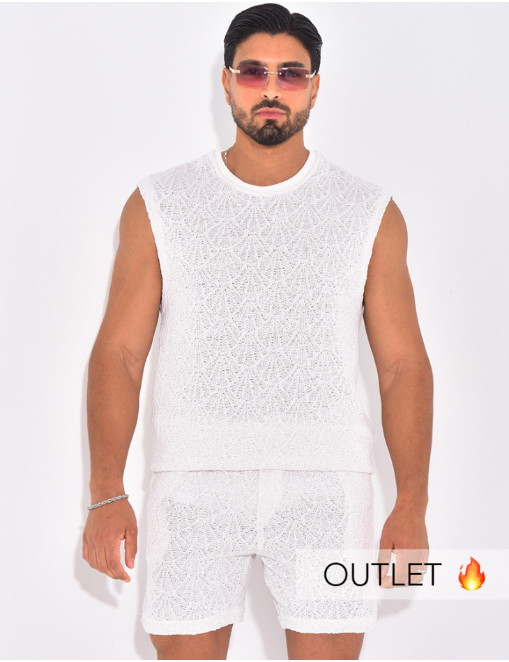 Ensemble ajouré short et t-shirt sans manches