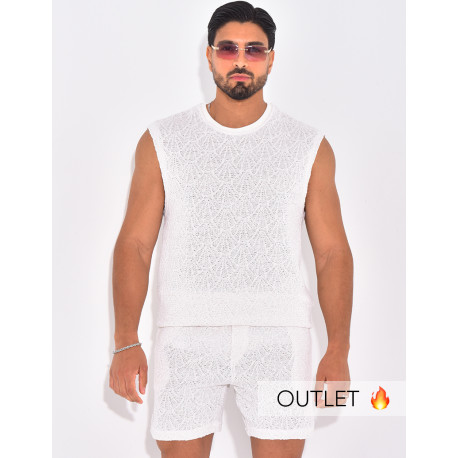 Ensemble ajouré short et t-shirt sans manches