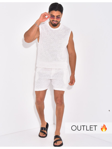 Ensemble ajouré short et t-shirt sans manches