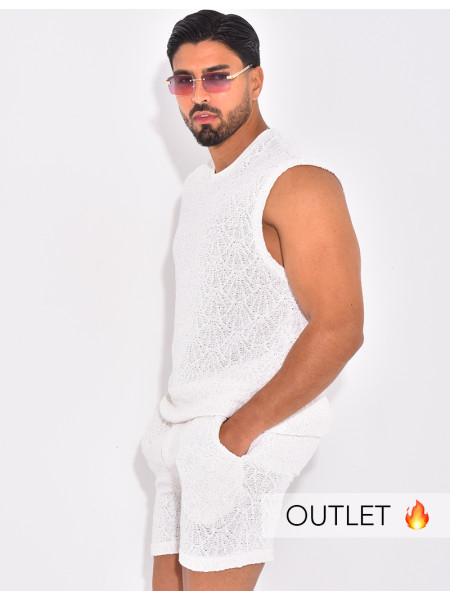 Ensemble ajouré short et t-shirt sans manches