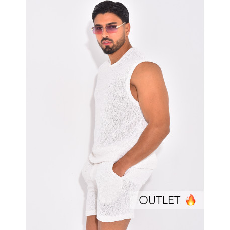 Ensemble ajouré short et t-shirt sans manches