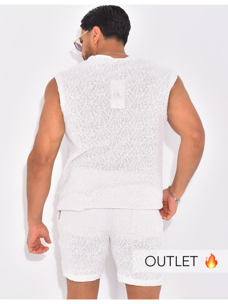 Ensemble ajouré short et t-shirt sans manches