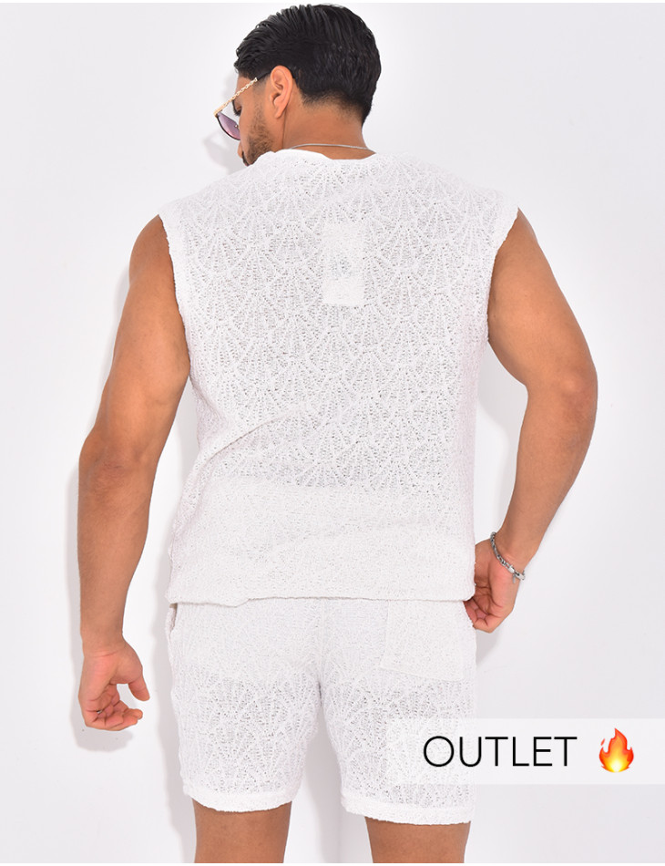 Ensemble ajouré short et t-shirt sans manches
