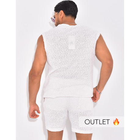 Ensemble ajouré short et t-shirt sans manches