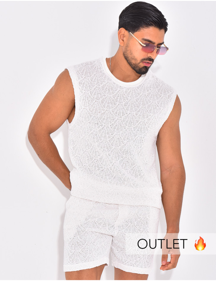 Ensemble ajouré short et t-shirt sans manches