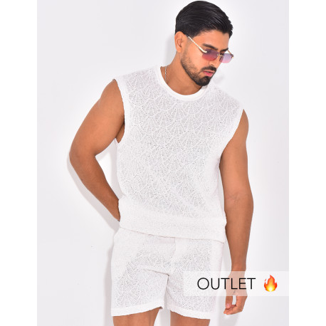 Ensemble ajouré short et t-shirt sans manches