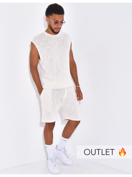 Ensemble ajouré short et t-shirt sans manches