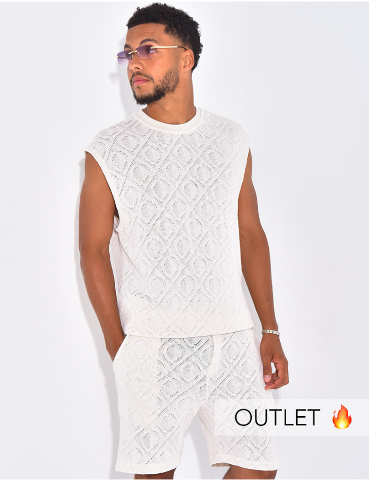 Ensemble ajouré short et t-shirt sans manches