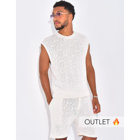 Ensemble ajouré short et t-shirt sans manches
