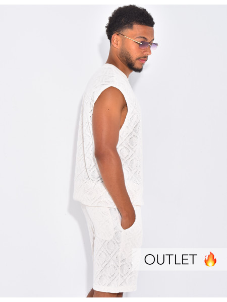 Ensemble ajouré short et t-shirt sans manches