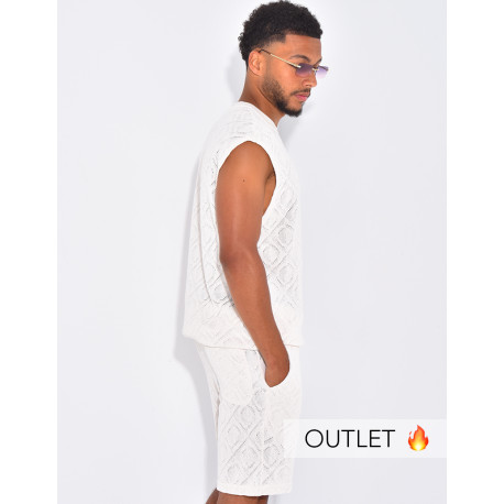Ensemble ajouré short et t-shirt sans manches