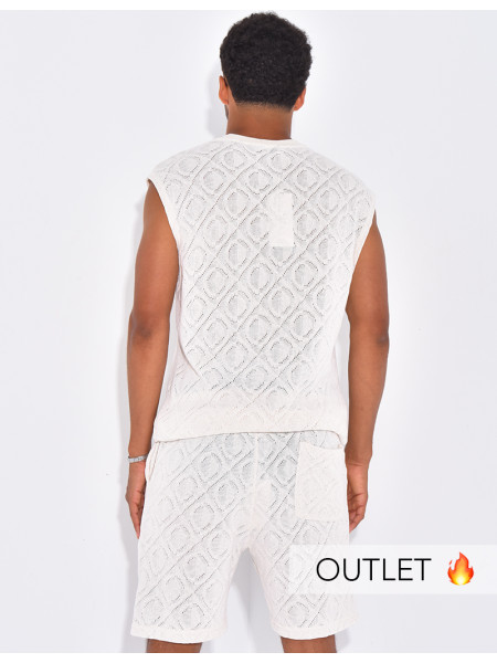 Ensemble ajouré short et t-shirt sans manches