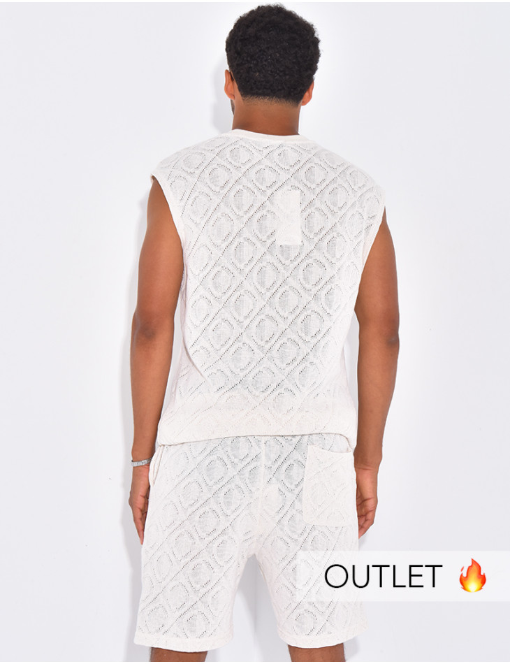 Ensemble ajouré short et t-shirt sans manches
