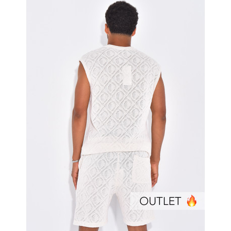 Ensemble ajouré short et t-shirt sans manches