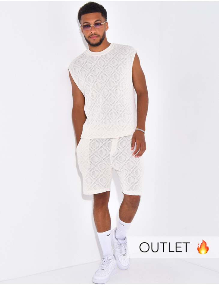 Ensemble ajouré short et t-shirt sans manches