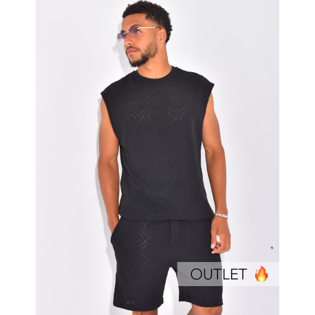 Ensemble ajouré short et t-shirt sans manches