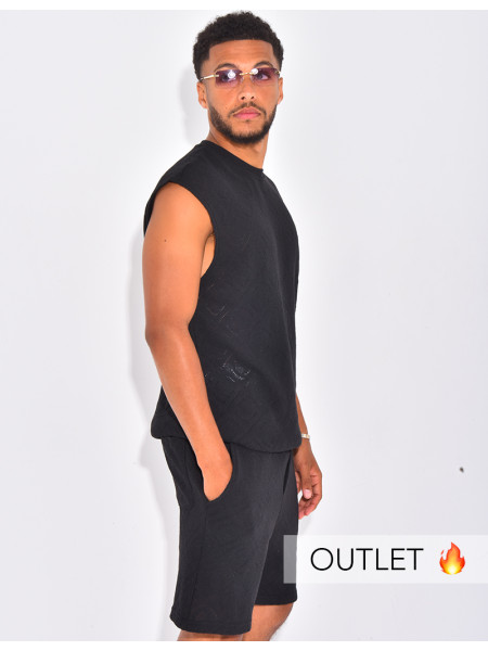 Ensemble ajouré short et t-shirt sans manches