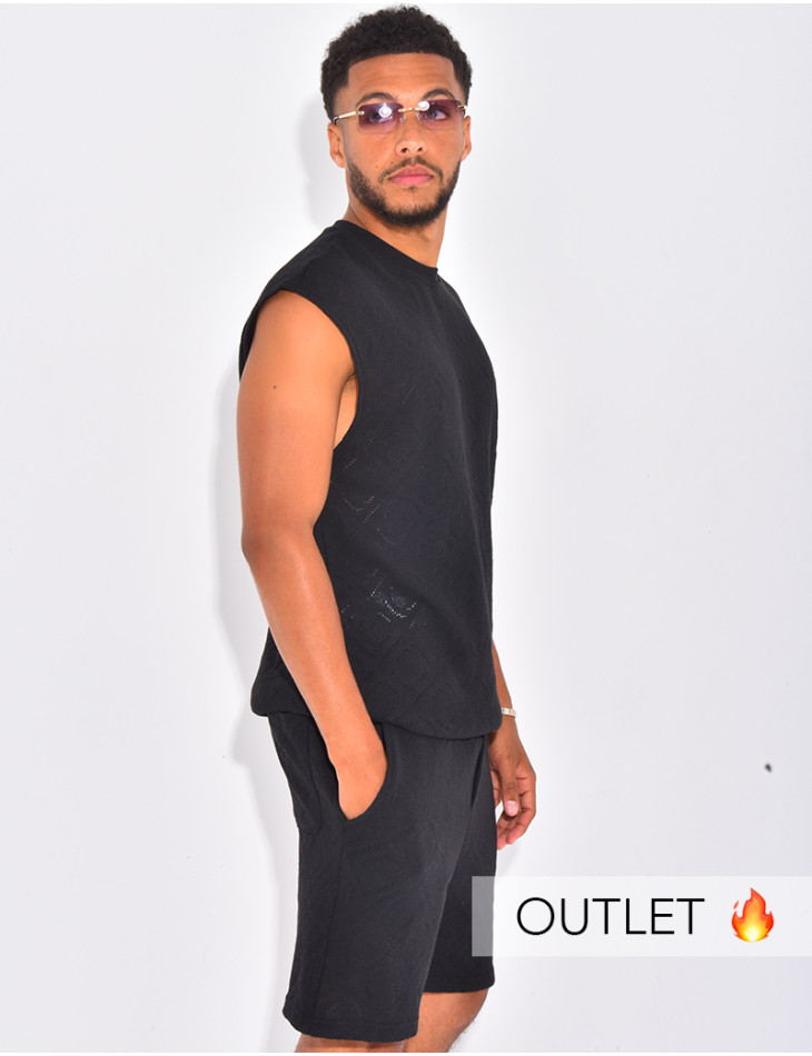 Ensemble ajouré short et t-shirt sans manches