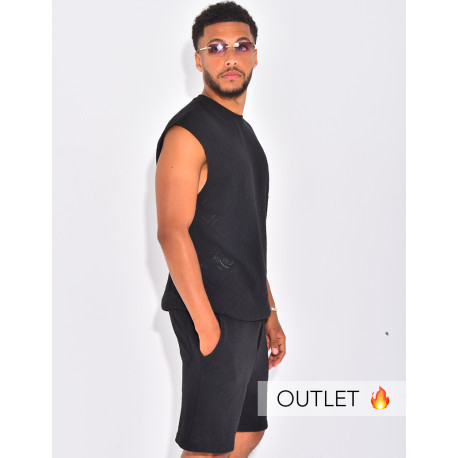 Ensemble ajouré short et t-shirt sans manches