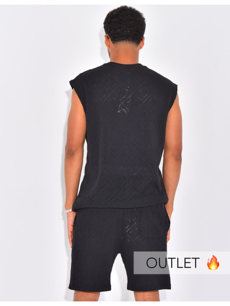 Ensemble ajouré short et t-shirt sans manches