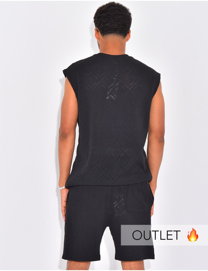 Ensemble ajouré short et t-shirt sans manches