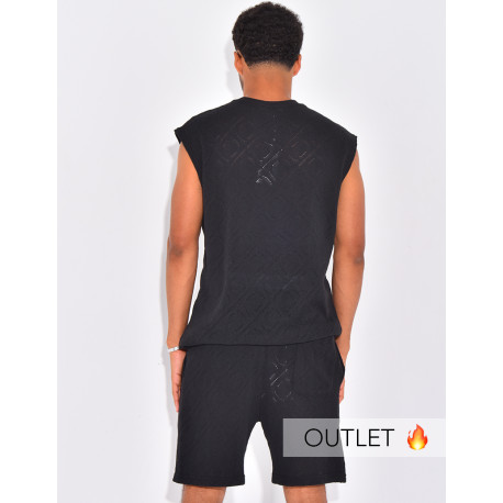 Ensemble ajouré short et t-shirt sans manches