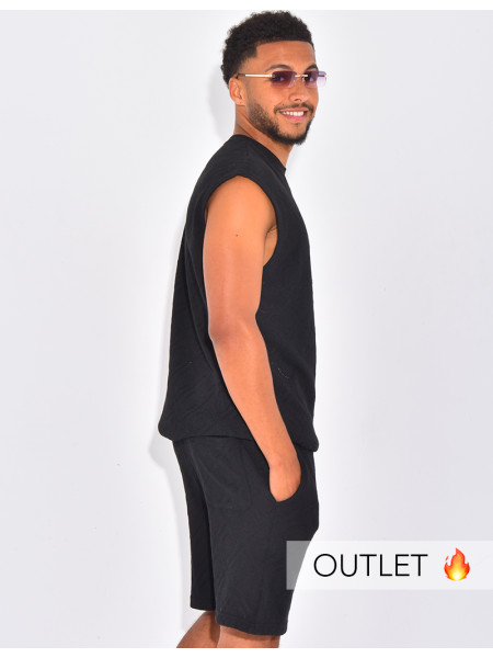 Ensemble ajouré short et t-shirt sans manches
