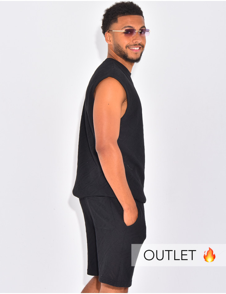 Ensemble ajouré short et t-shirt sans manches
