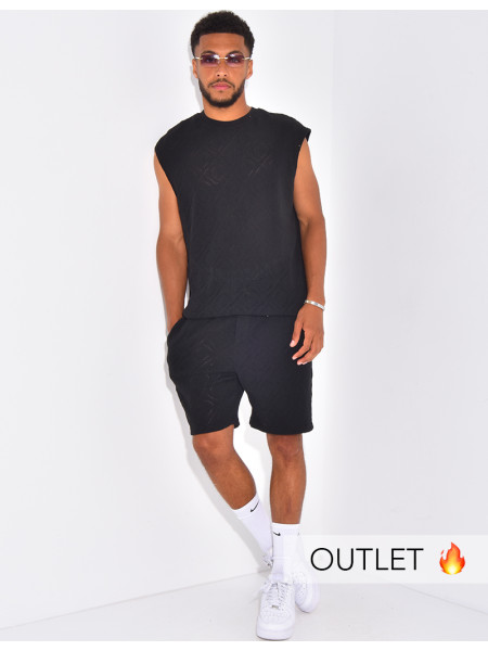Ensemble ajouré short et t-shirt sans manches