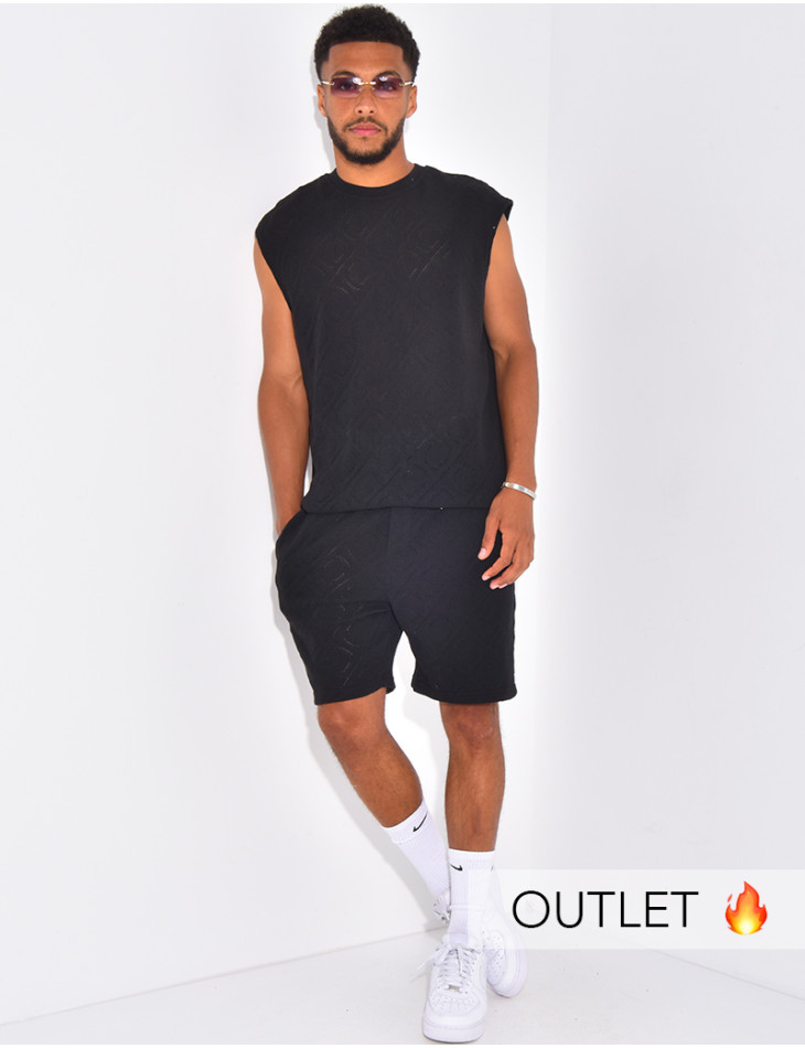 Ensemble ajouré short et t-shirt sans manches