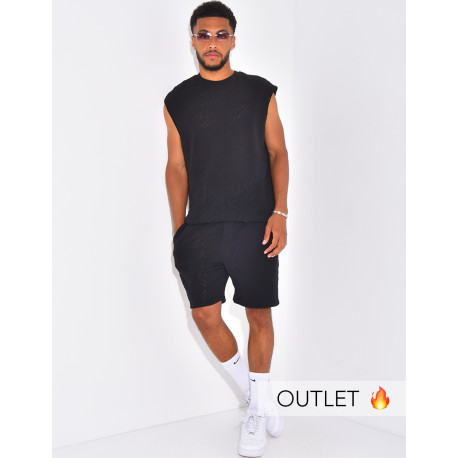 Ensemble ajouré short et t-shirt sans manches