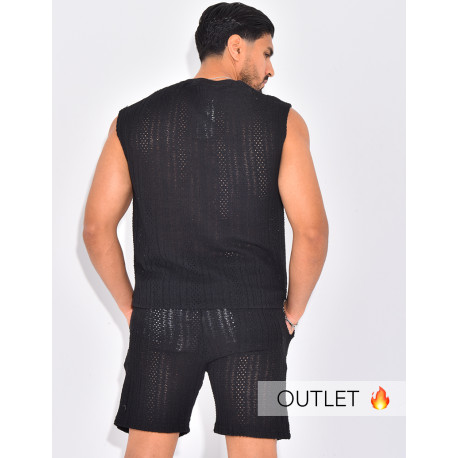 Ensemble ajouré short et t-shirt sans manches