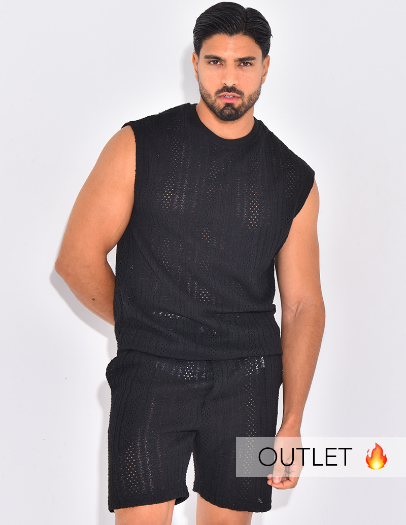 Ensemble ajouré short et...