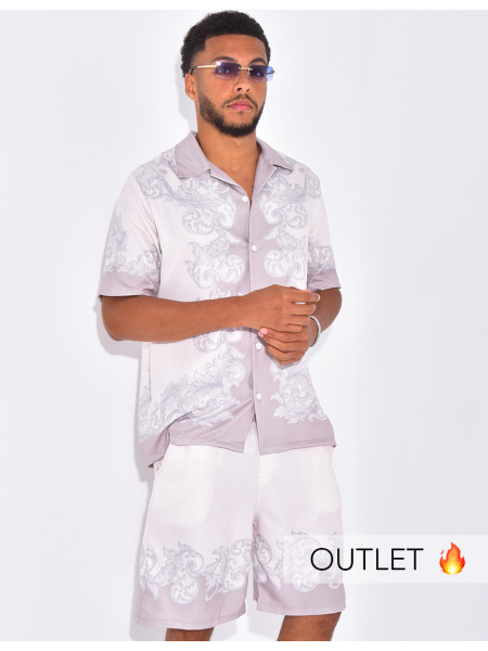 Ensemble short et chemise à motifs