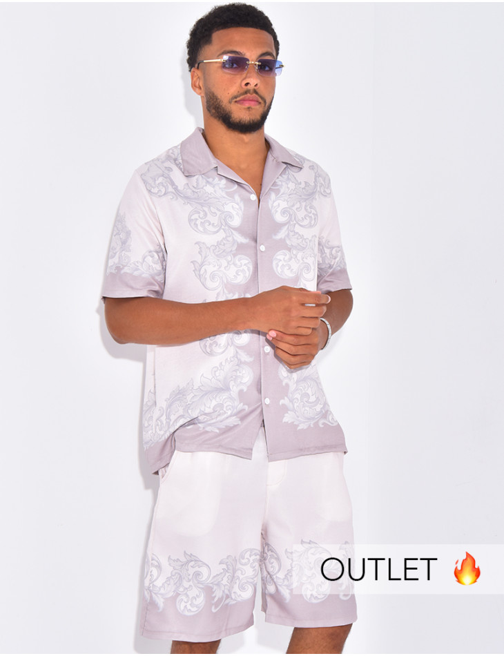 Ensemble short et chemise à motifs