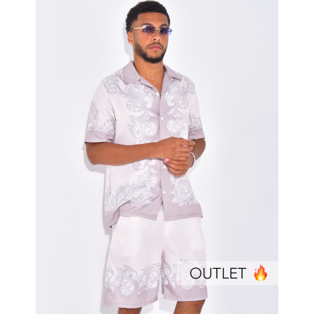 Ensemble short et chemise à motifs