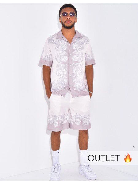 Ensemble short et chemise à motifs