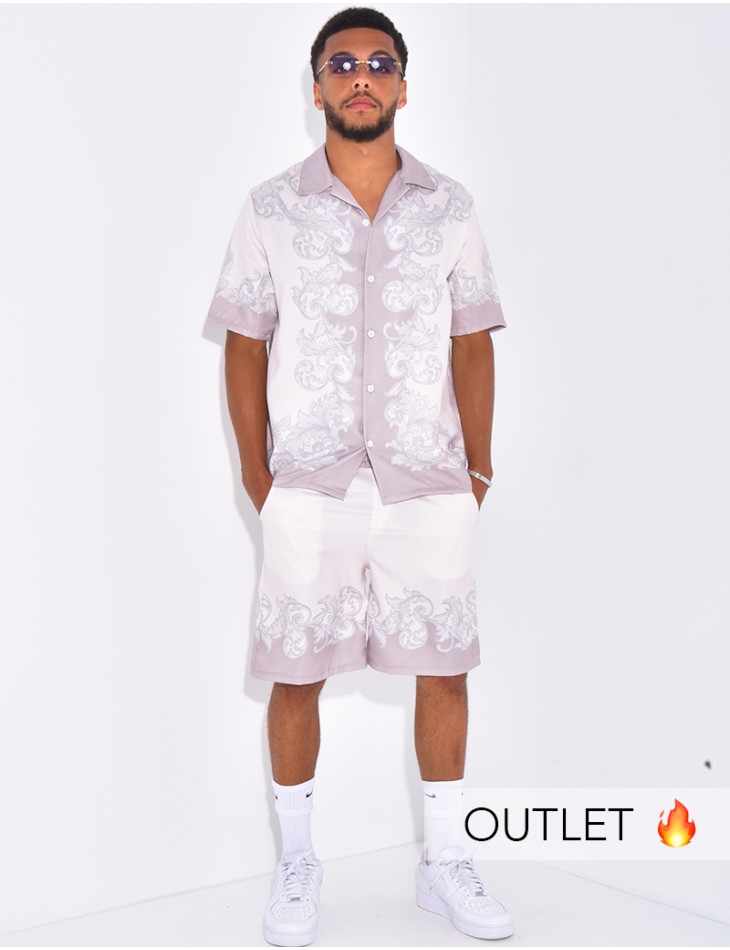 Ensemble short et chemise à motifs