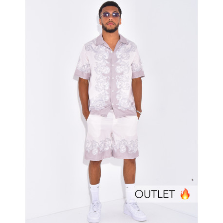Ensemble short et chemise à motifs