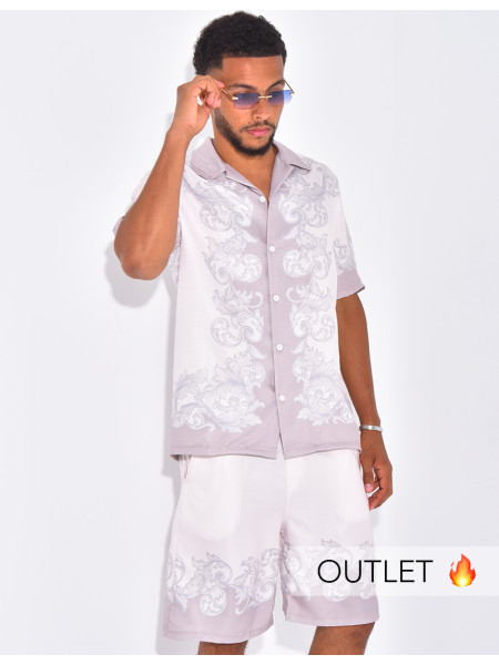 Ensemble short et chemise à motifs