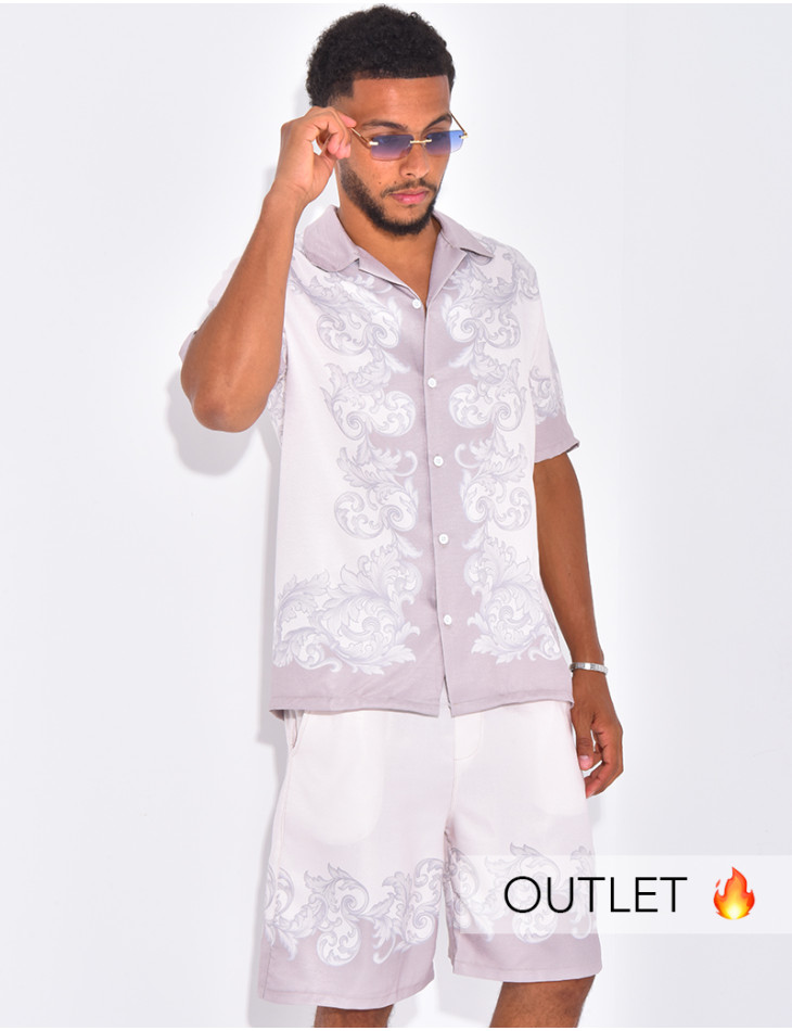 Ensemble short et chemise à motifs