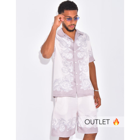 Ensemble short et chemise à motifs