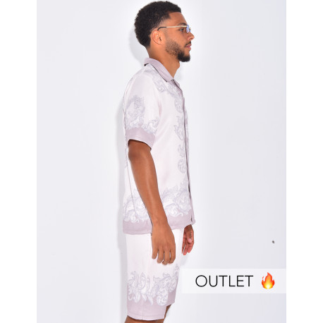 Ensemble short et chemise à motifs