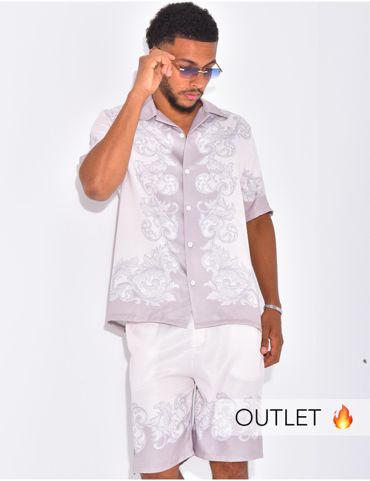 Ensemble short et chemise à motifs