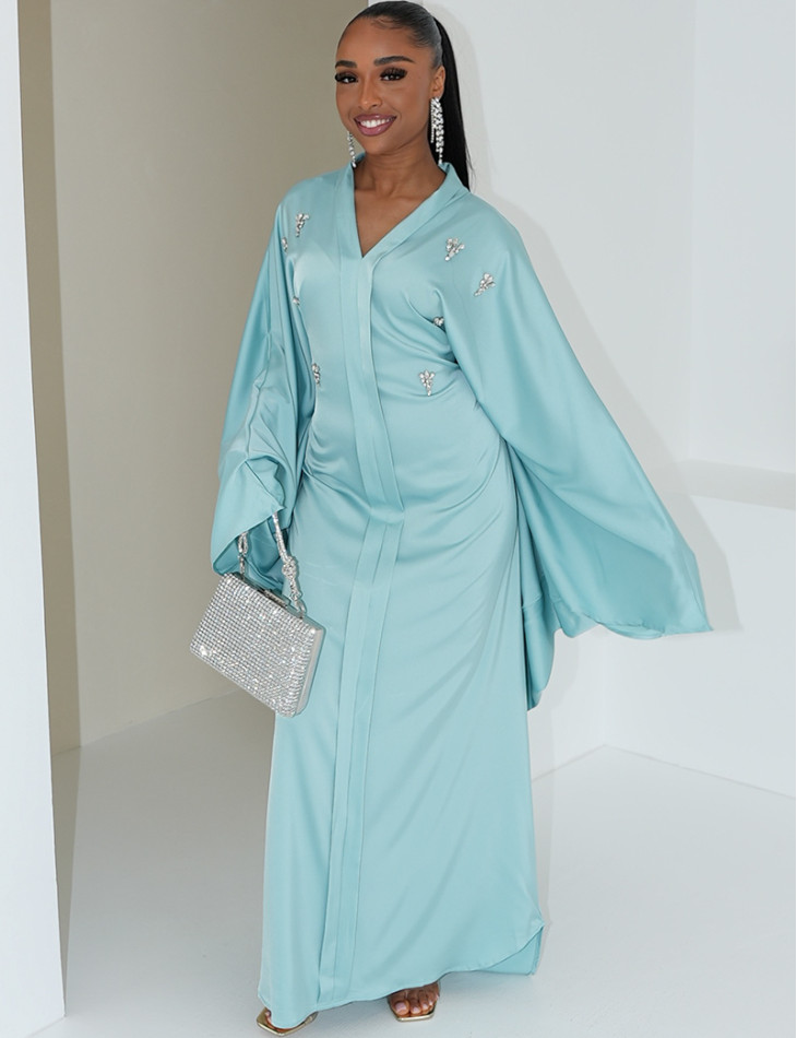 Abaya papillon à nouer ornée cristaux