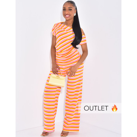 Ensemble pantalon et top crochet asymétrique