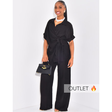 Wickelhemd und fließende Hose mit geradem Bein