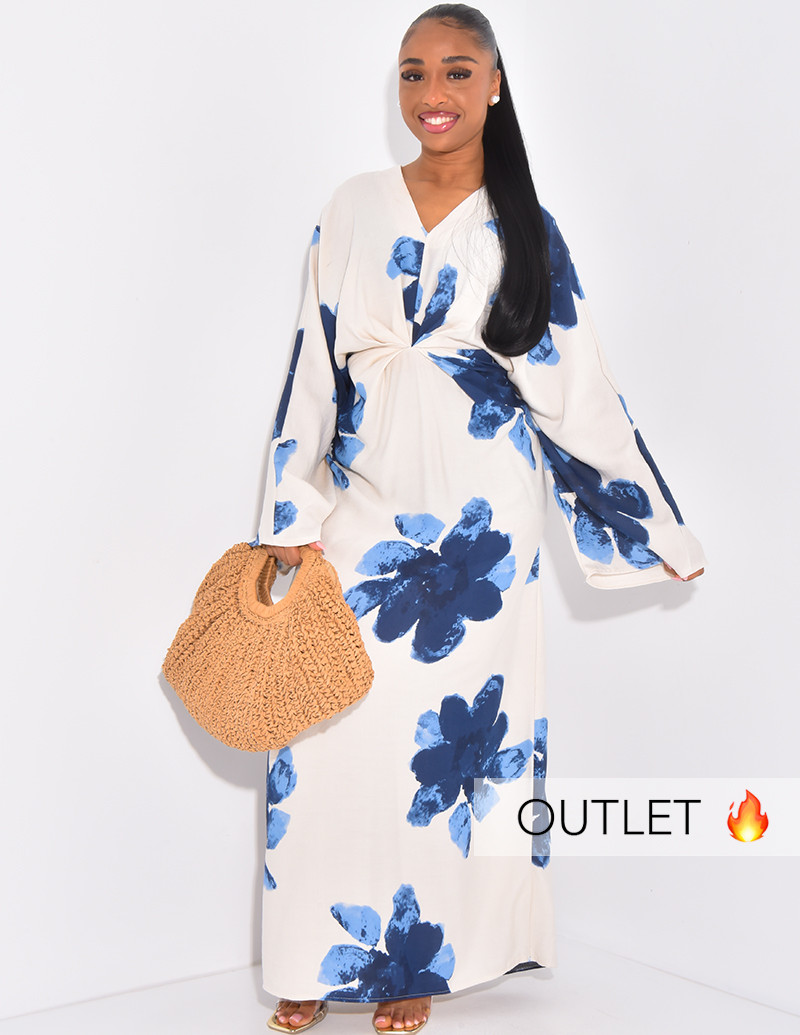 Long linen-look dress with...